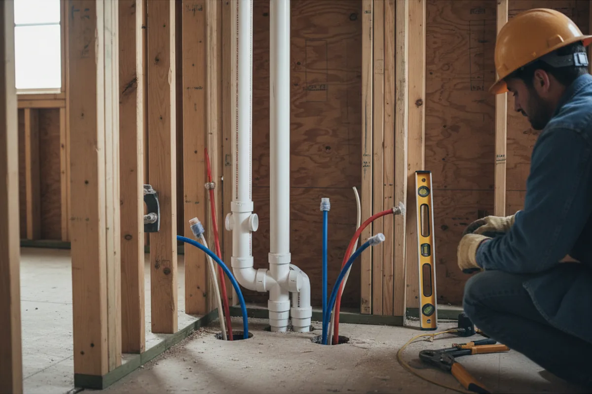 Drain and supply rough-in during Sump Pump Repair in Chappaqua